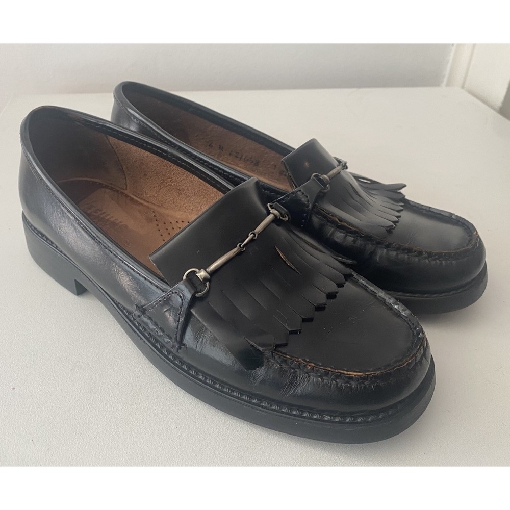 G.W. Bass Weejuns Kiltie Horsebit Black Leather Loafers Women's 6 M Vintage
